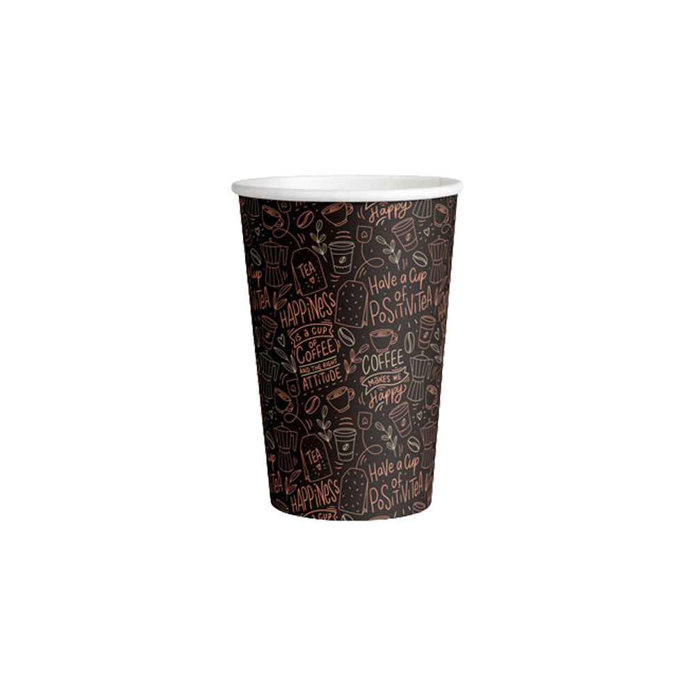 50pc Partyware 12oz Single Wall Paper Coffee Cup Set 350ml Black