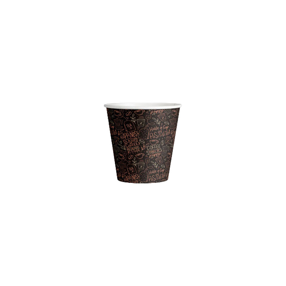 50pc Partyware 4oz Single Wall Paper Coffee Cup Set 100ml Black