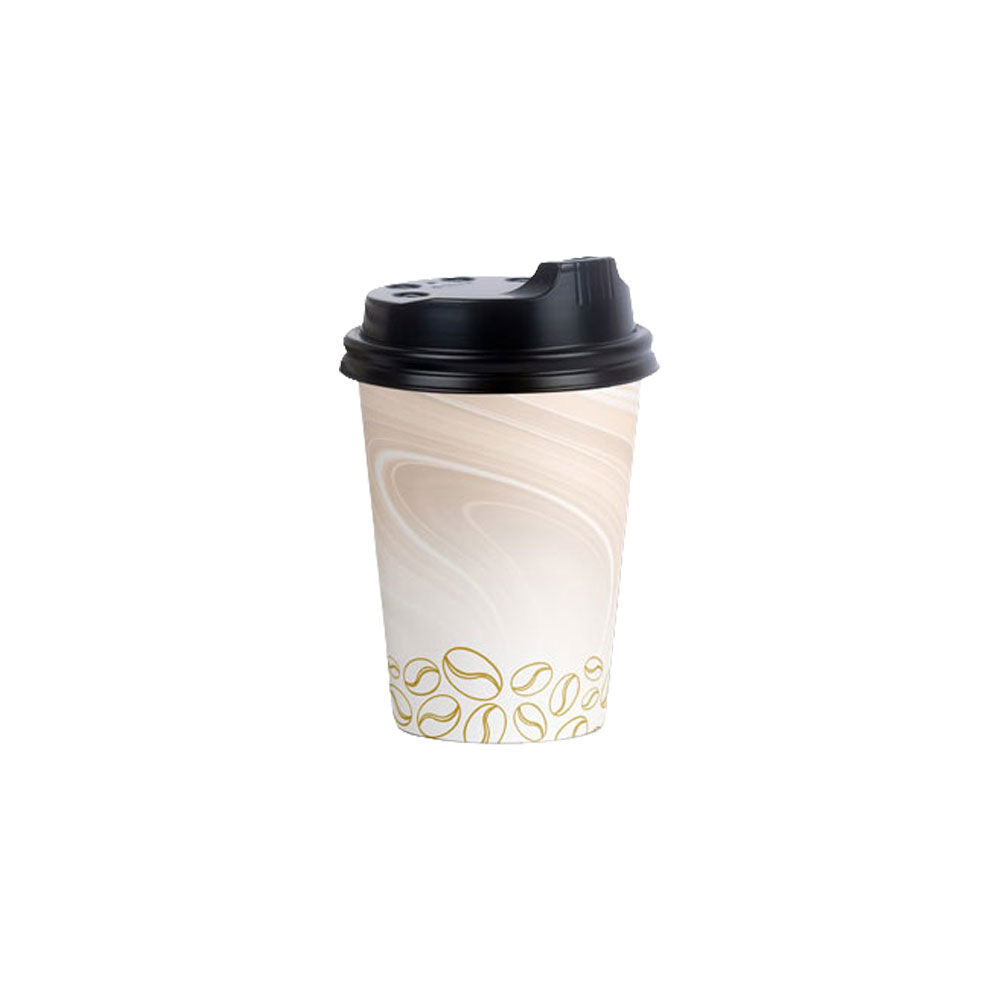 12pc Partyware 8oz Single Wall Paper Coffee Cup Set W/ Lids 250ml