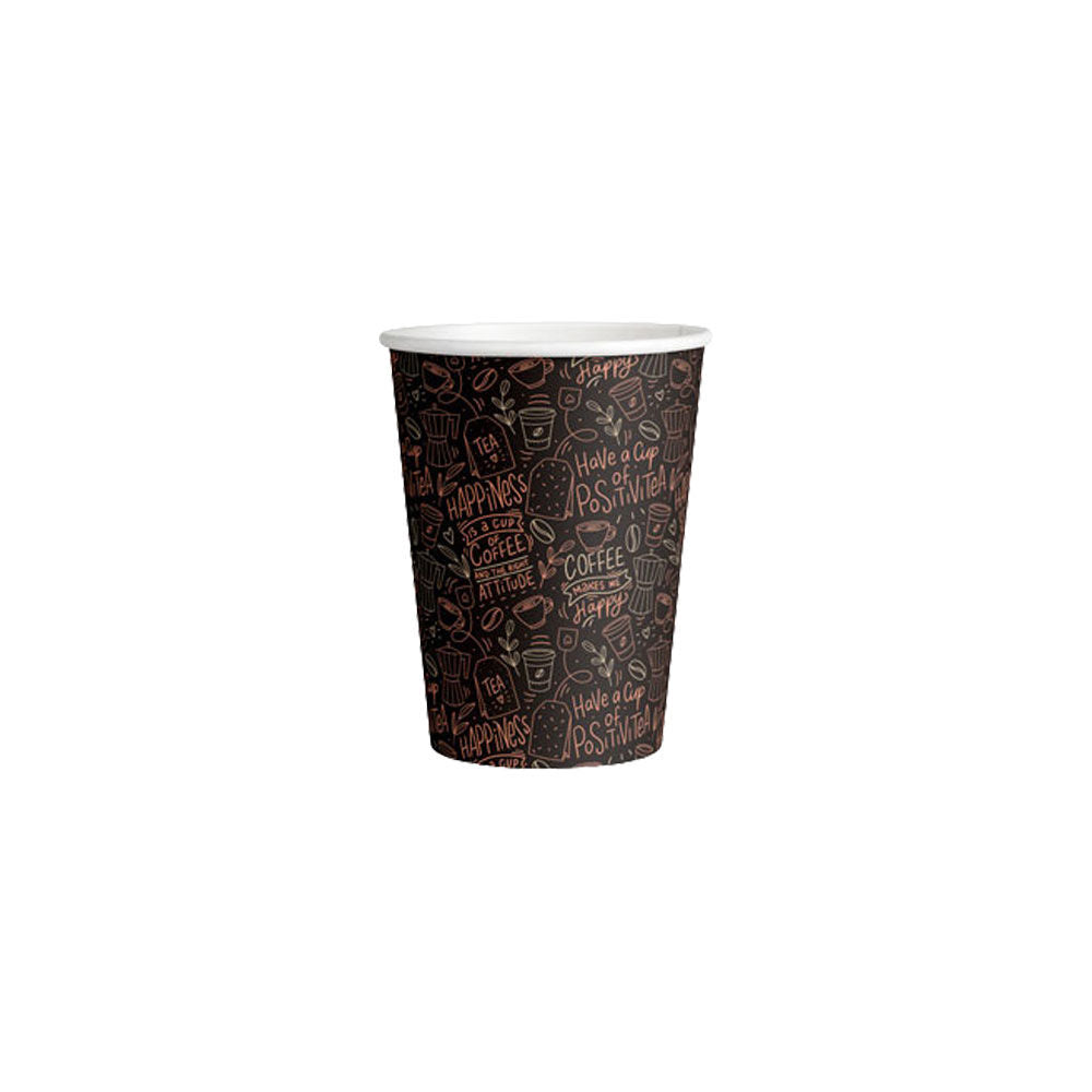 50pc Partyware 8oz Single Wall Paper Coffee Cup Set 250ml Black