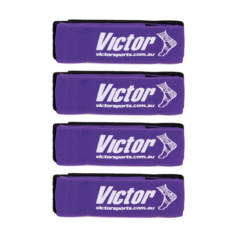 4x 3pc Victor Sports Tag-Belt Set Loop Fastener Belt Tags Purple 150cm 50cm