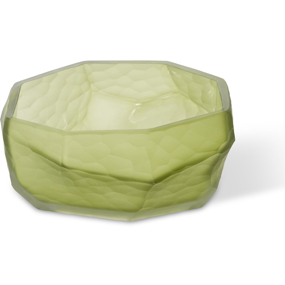 2PK E Style Rufus Round Glass Vase Geometric Modern Design Dark Green 22x22x10cm