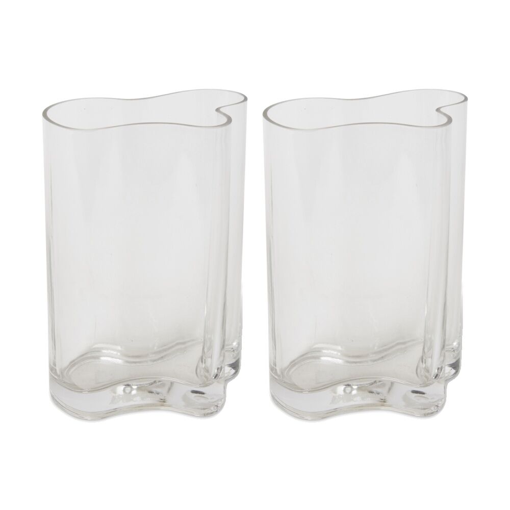 2PK E Style Paula Glass Vase Organic Modern Elegant Decor Clear 15x15x22cm