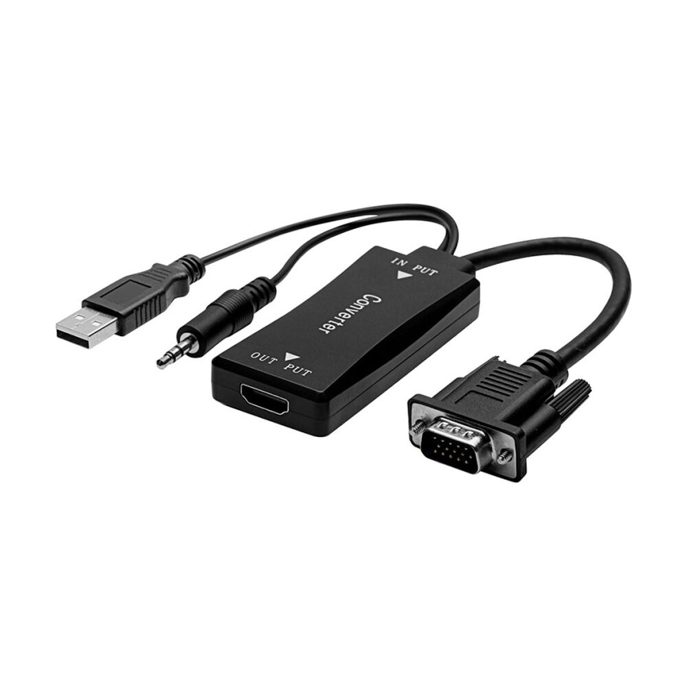 Comsol VGA Male Plus 3.5mm Audio to HDMI Female Adaptor 20cm Black