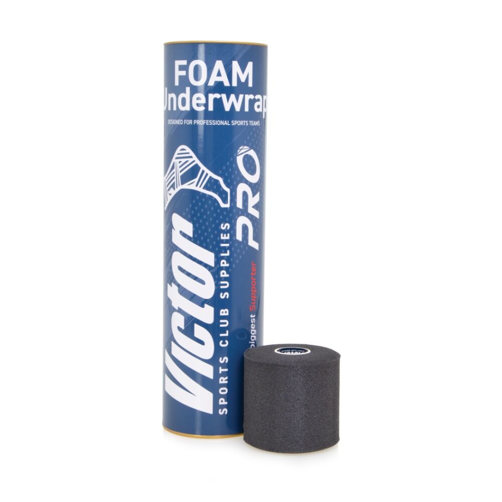 4pc Victor Sports Pro Foam Non-Adhesive Underwrap Rolls Set Black 75mm x 27m