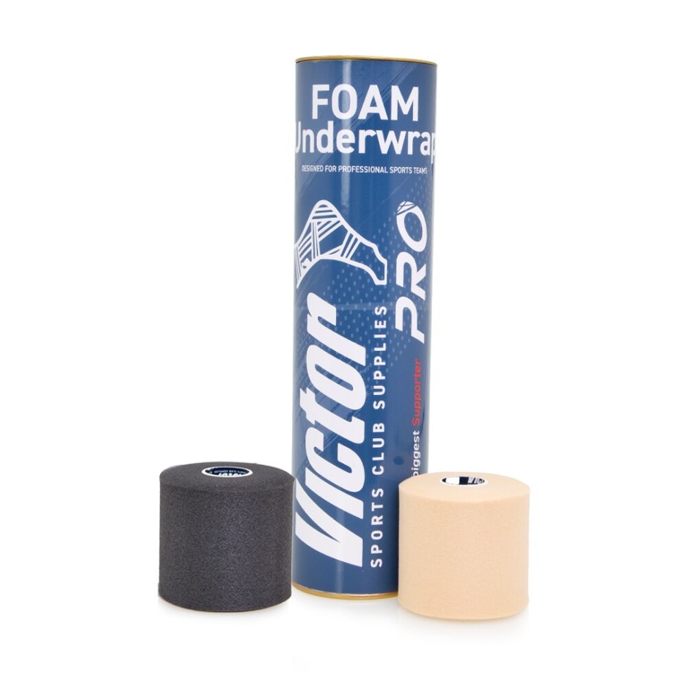 4pc Victor Sports Pro Foam Non-Adhesive Underwrap Rolls Set Black 75mm x 27m