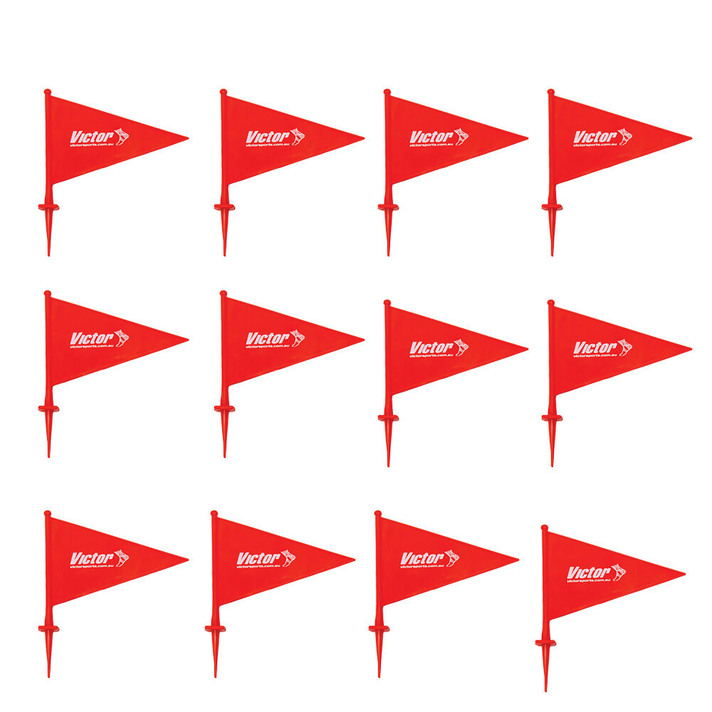 12PK Victor Sports Field Marker Flag PVC Plastic Spike Base Red 23cm