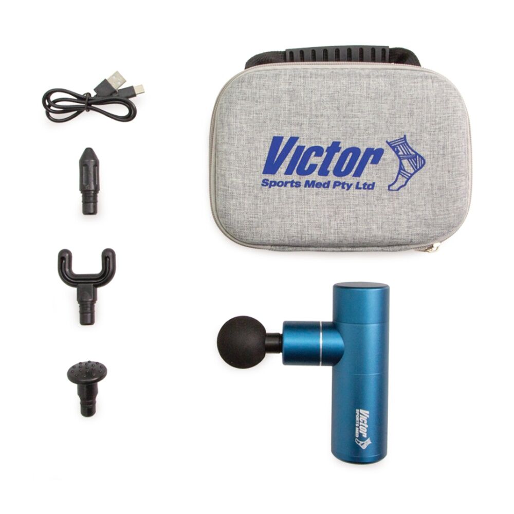 Victor Sports Portable Mini Vibration Massage Gun W/ Adjustable Speeds & Heads