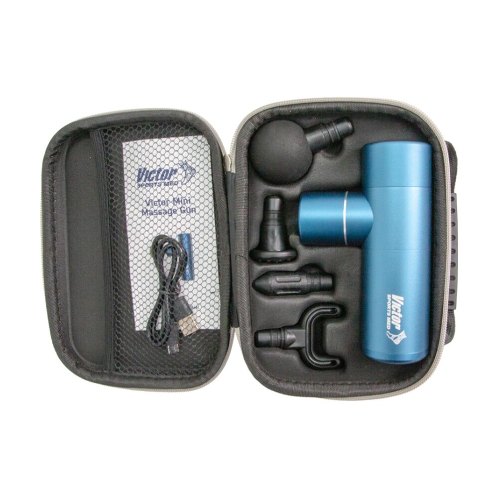 Victor Sports Portable Mini Vibration Massage Gun W/ Adjustable Speeds & Heads