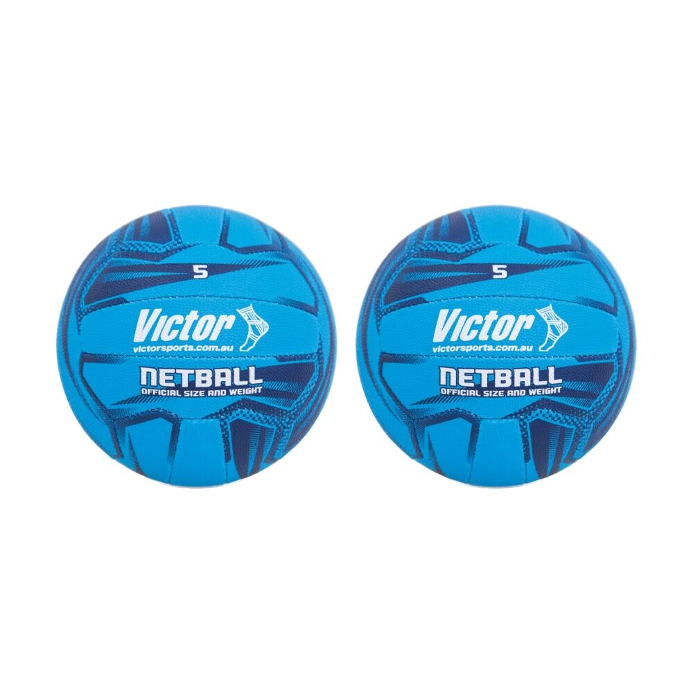 2PK Victor Sports Pro Netball Size 5 Synthetic Rubber Training Blue