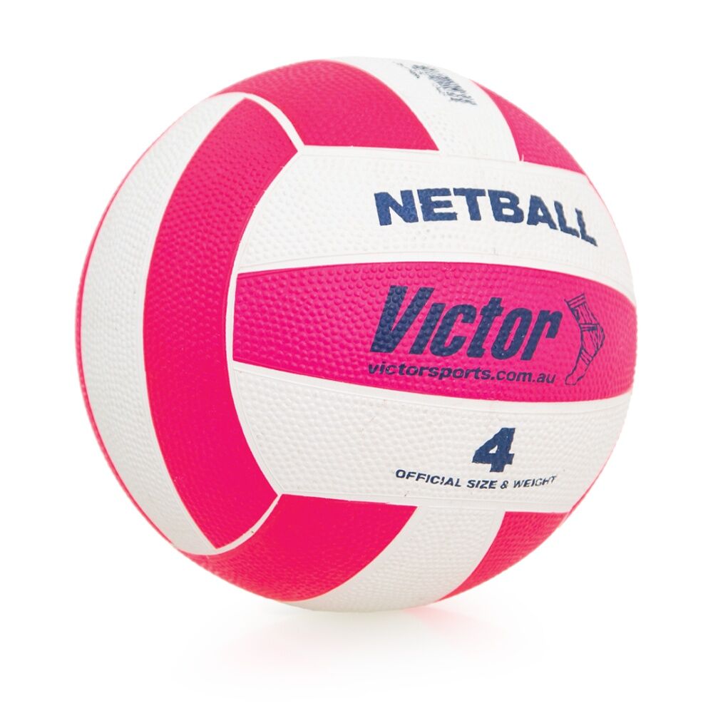 4PK Victor Sports Rubber Netball Size 4 Pink Durable Training Ball Outdoor