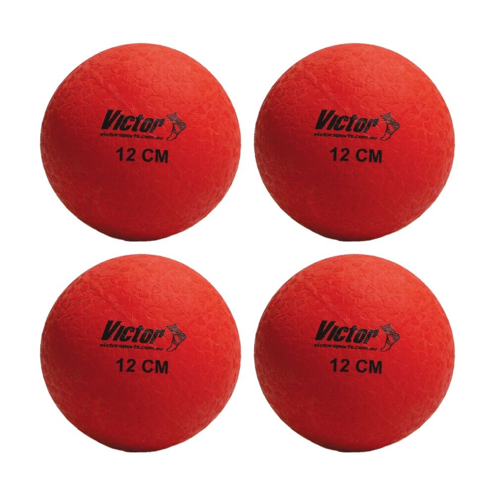 4PK Victor Sports Playball Rubber Durable Bounce Ball Active Play Red 12cm
