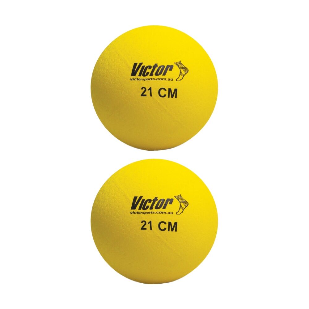 2PK Victor Sports Playball Rubber Durable Bounce Ball Active Play Yellow 21cm