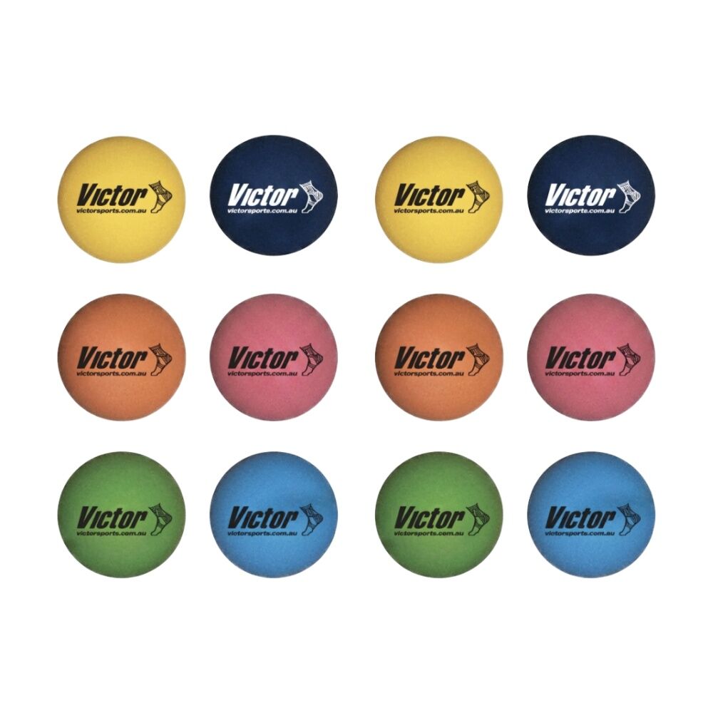 12pc Victor Sports Hi Bounce Ball Multipurpose Rubber Game Multicolour 6cm