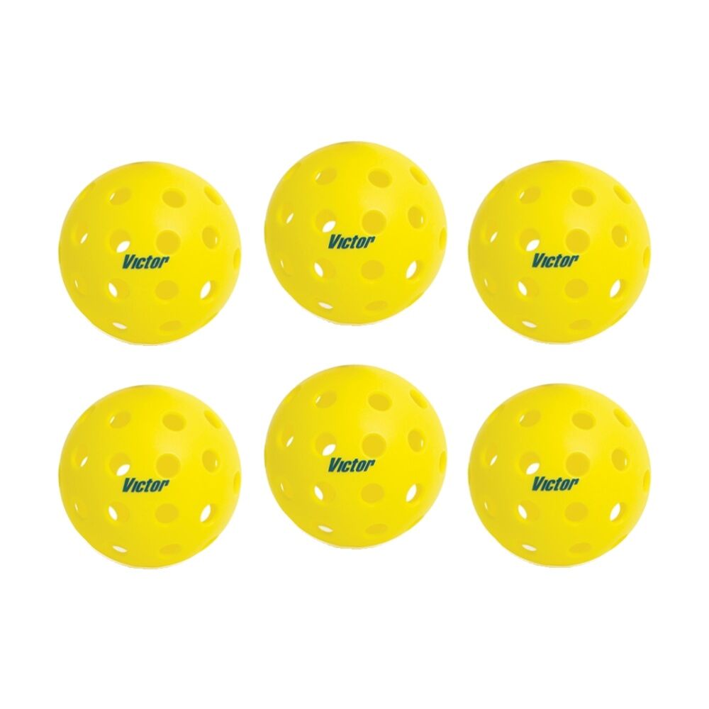 2x 3pc Victor Sports Pickleball Outdoor 40 Holes Ball Set Yellow 7.2cm