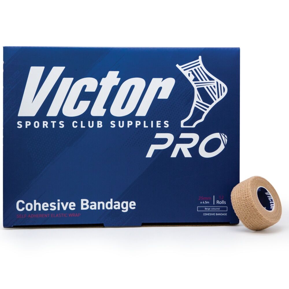 12pc Victor Sports Pro Cohesive Bandage Tape Rolls Set Black 75mmx4.5m