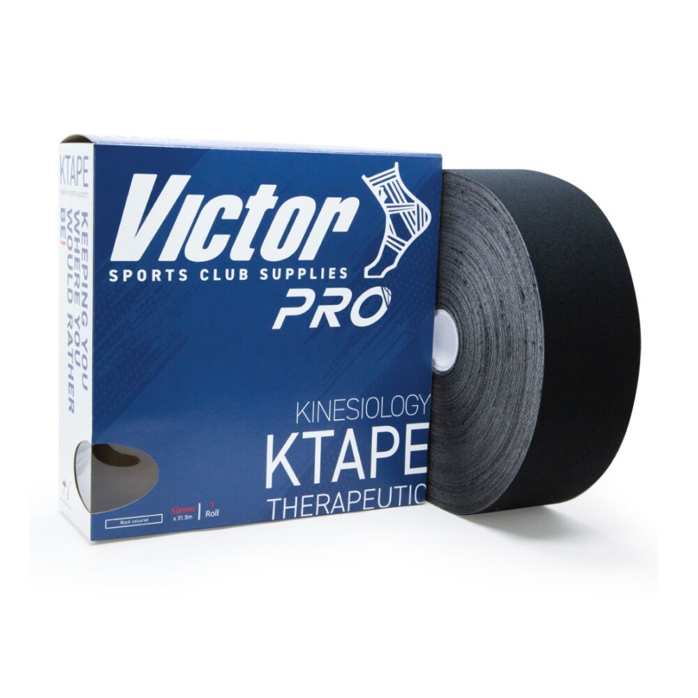 Victor Sports Pro Kinesiology Hypoallergenic Adhesive K-Tape Black 50mmx31.5m