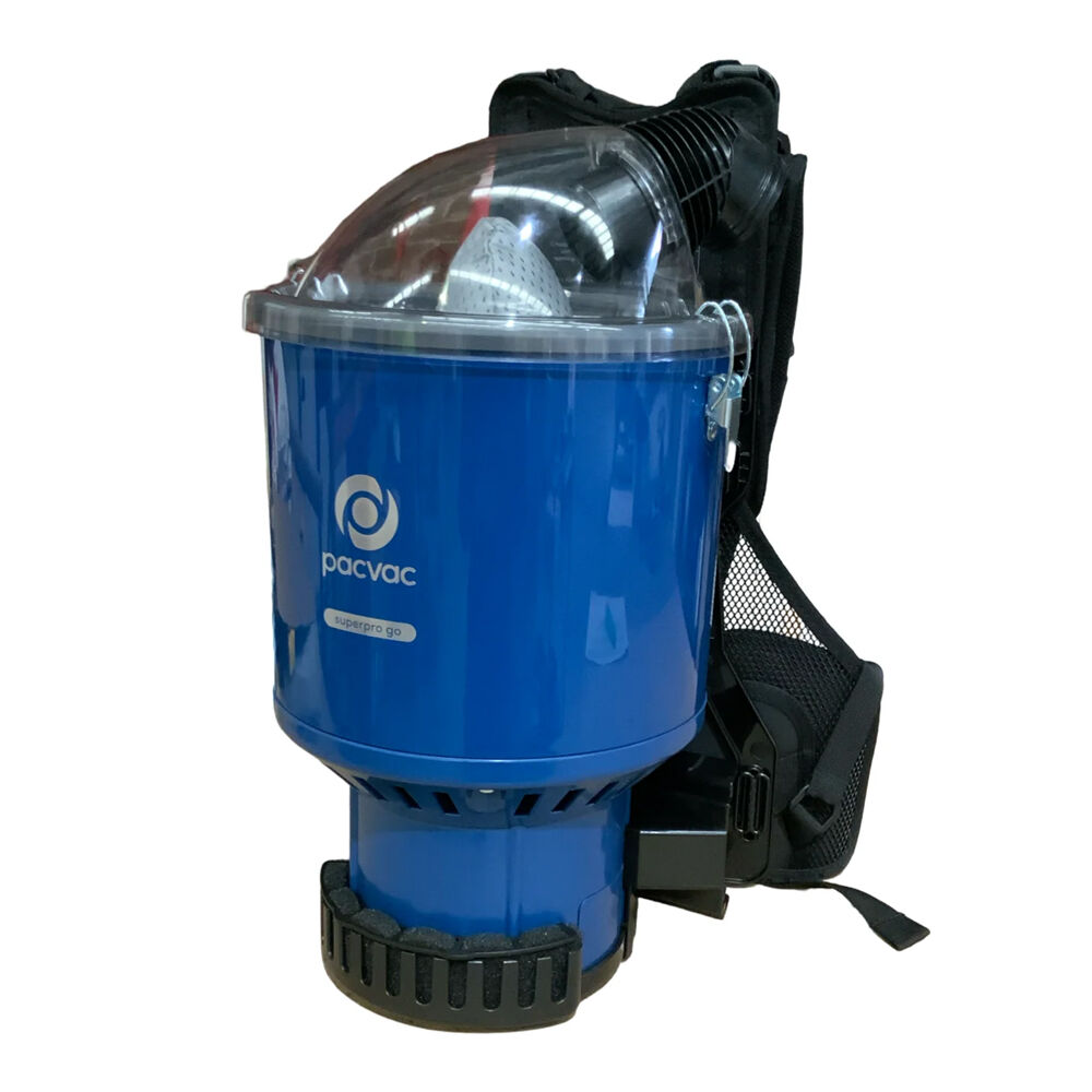 Pacvac Superpro Go Cordless Backpack Vacuum Cleaner Battery Powered Blue