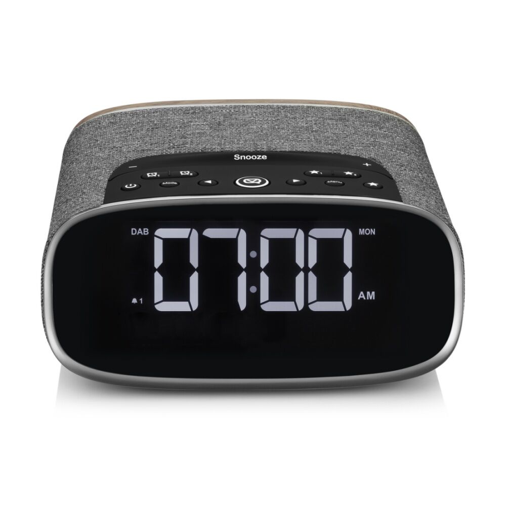 VQ Lark DAB Digital Clock Radio w/ Wireless Bluetooth Speaker Black Walnut