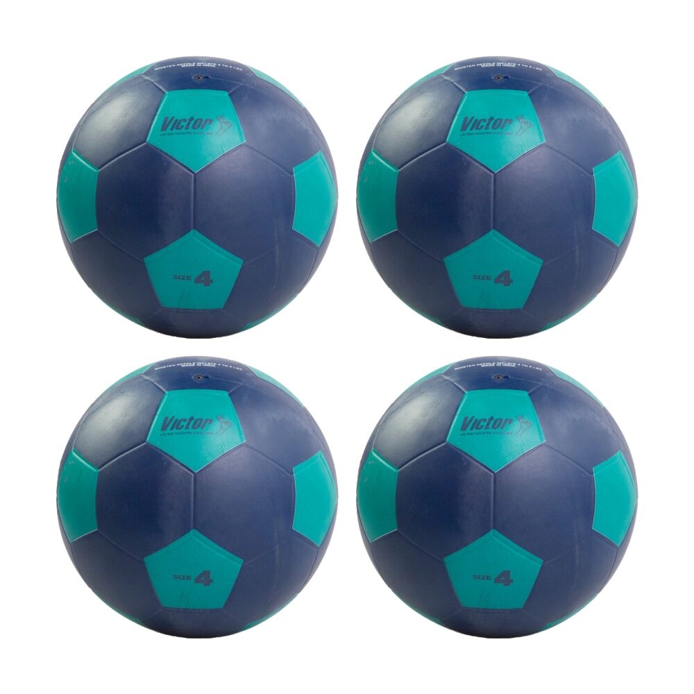 4PK Victor Sports Soccer Ball Rubber Size 4 Durable Training Navy Green