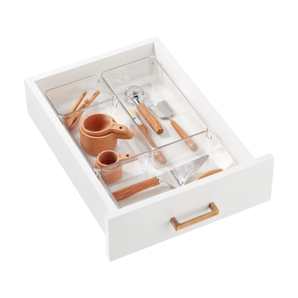 6PK The Container Store Deep Drawer Organiser Insert Clear 10.2x10.2x8.3cm