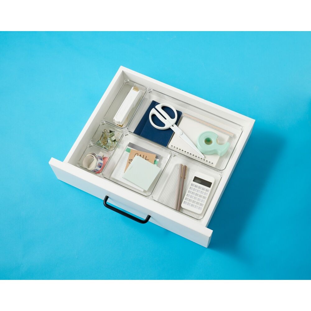 6PK The Container Store Deep Drawer Organiser Insert Clear 10.2x10.2x8.3cm