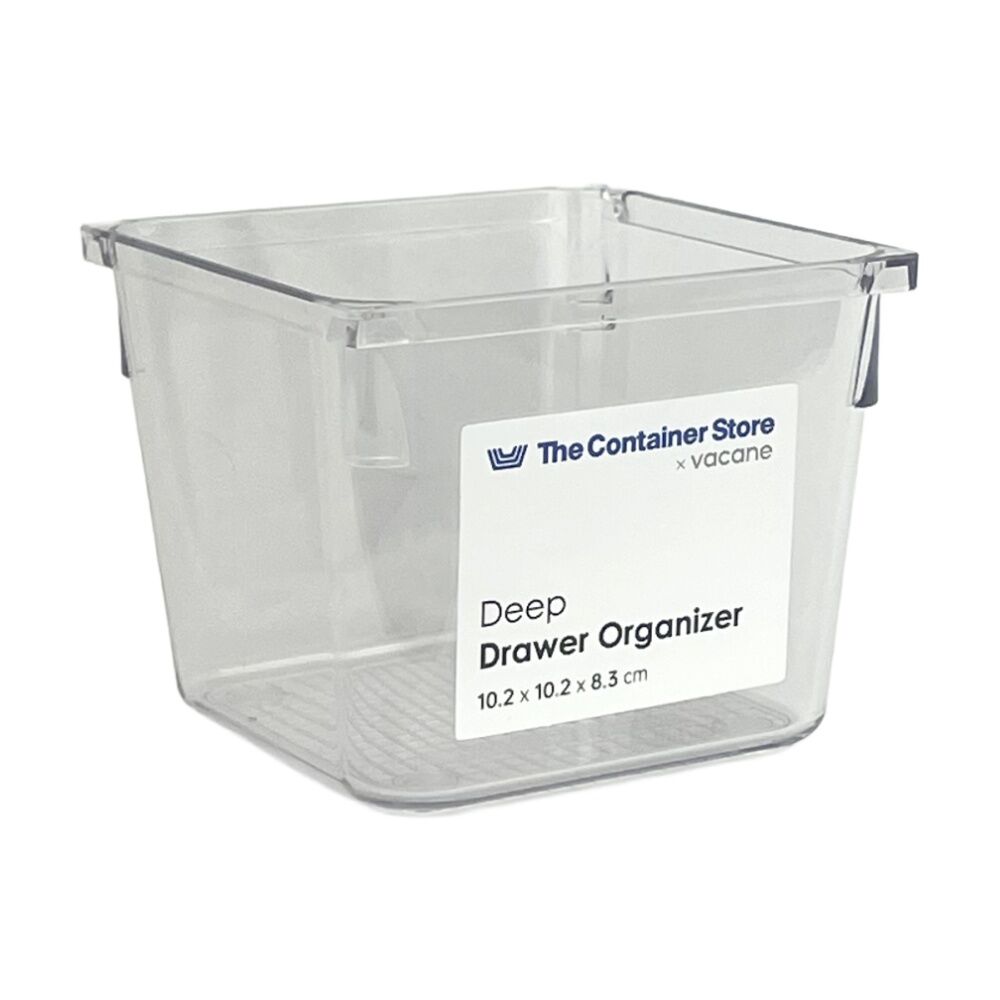 6PK The Container Store Deep Drawer Organiser Insert Clear 10.2x10.2x8.3cm