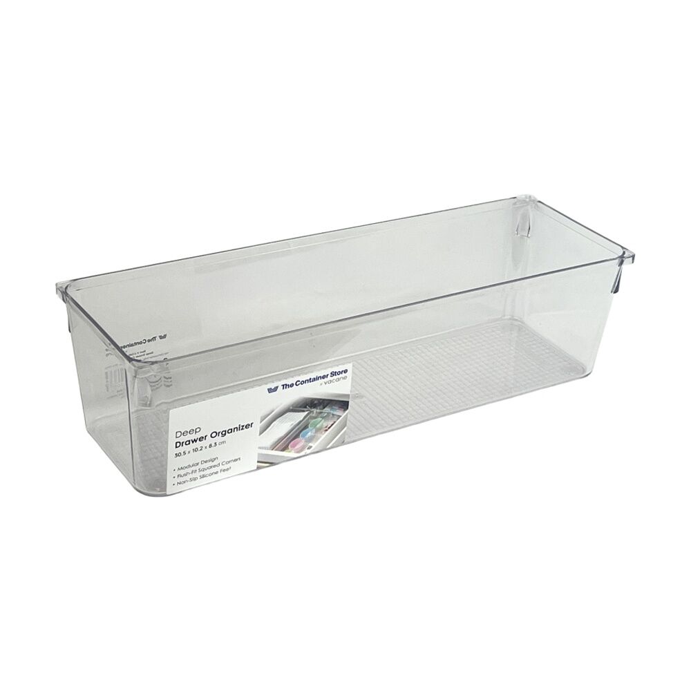 6PK The Container Store Deep Drawer Organiser Insert Clear 30.5x10.2x8.3cm