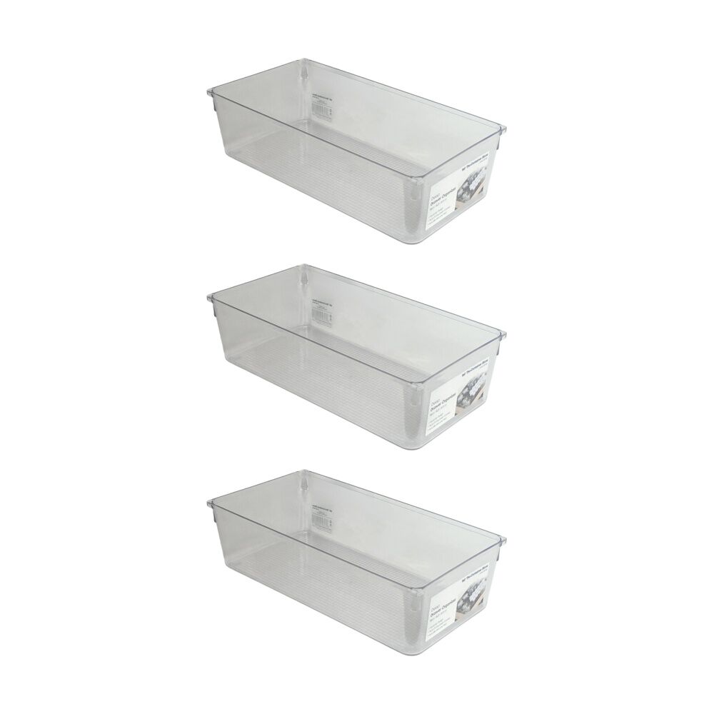 3PK The Container Store Deep Drawer Organiser Insert Clear 30.5x15.2x8.3cm
