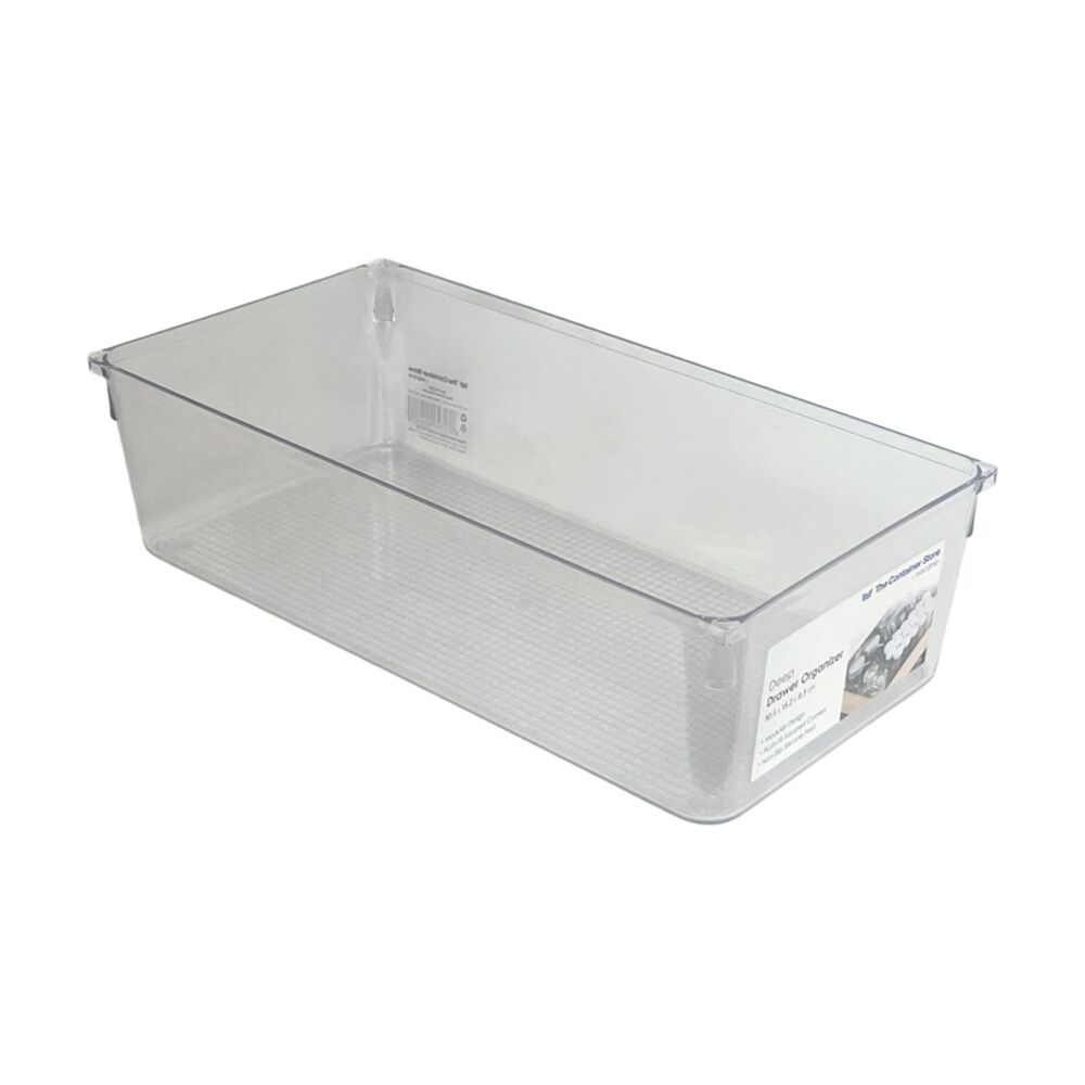 3PK The Container Store Deep Drawer Organiser Insert Clear 30.5x15.2x8.3cm