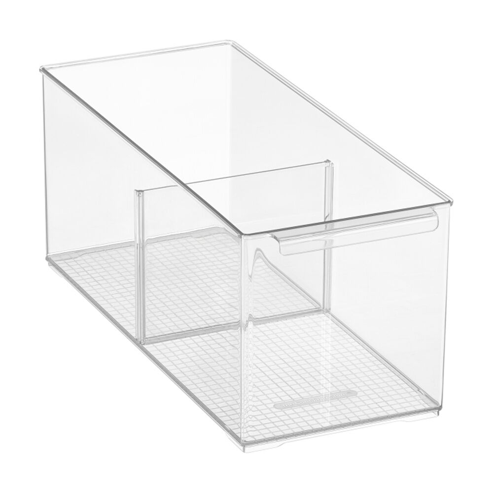 The Container Store Pantry Bin Medium W/ Divider Plastic Organiser Clear