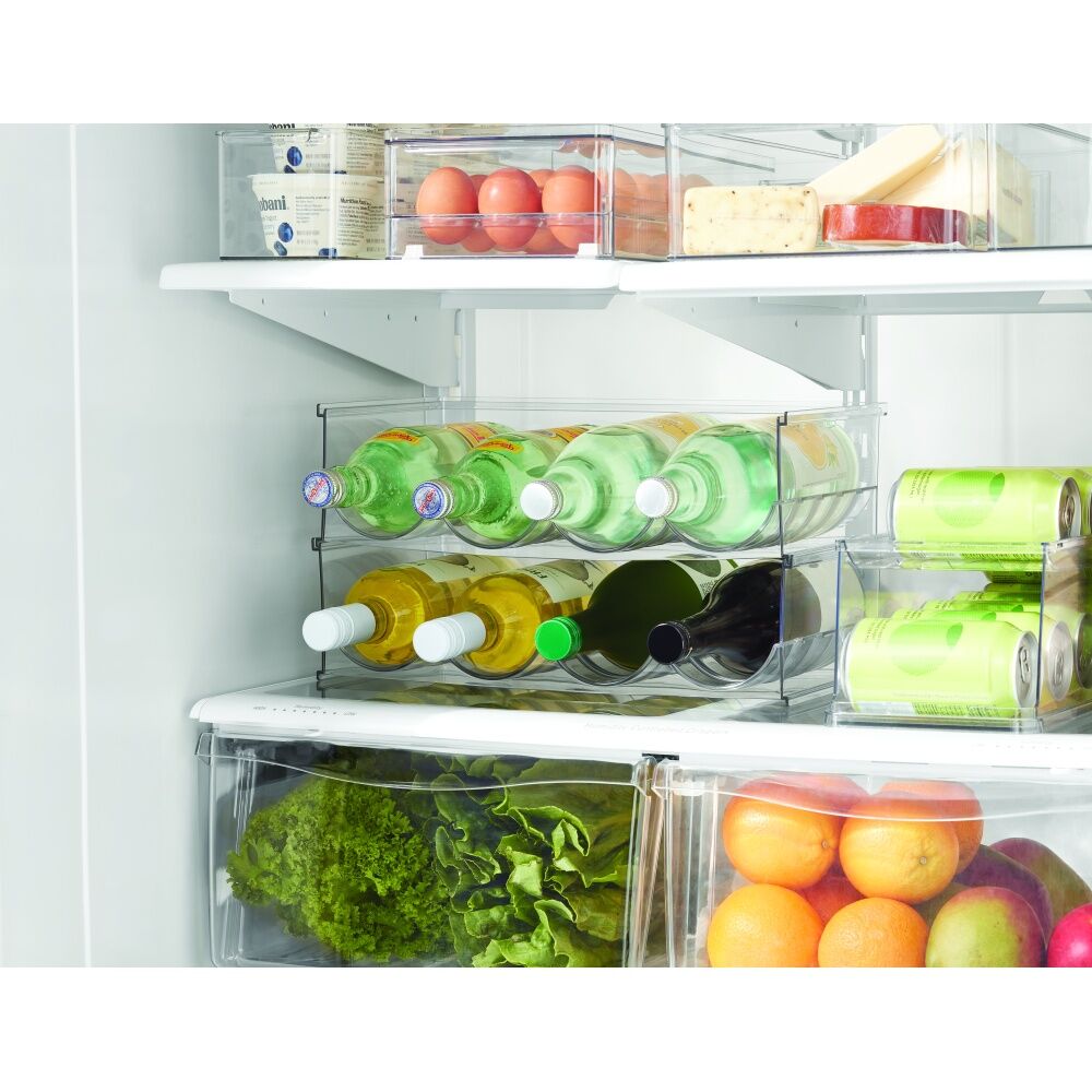 2PK The Container Store Stacking Four Bottle Holder Clear Plastic Rack Organiser