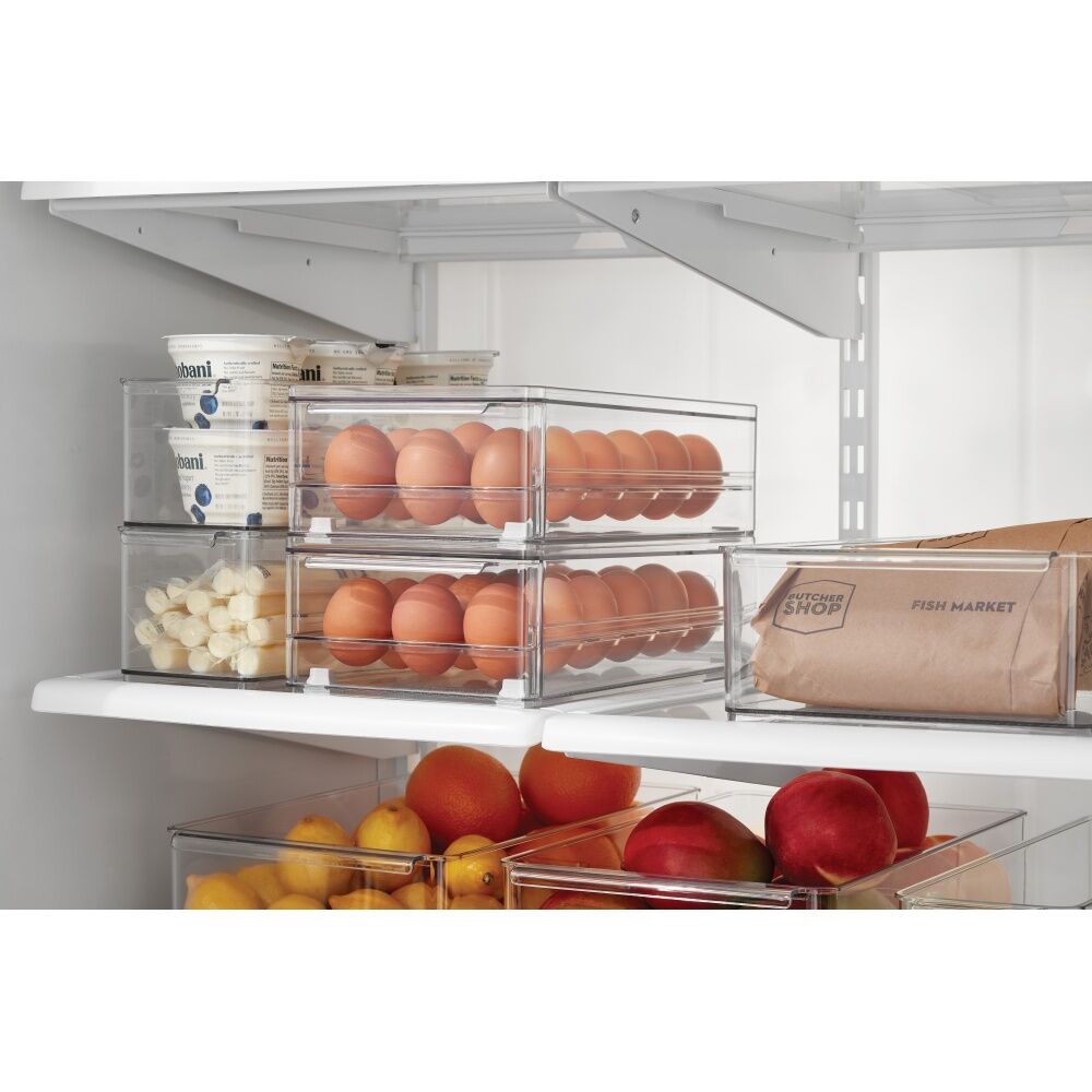 2PK The Container Store Egg Drawer Kitchen Organiser Plastic Tray Clear
