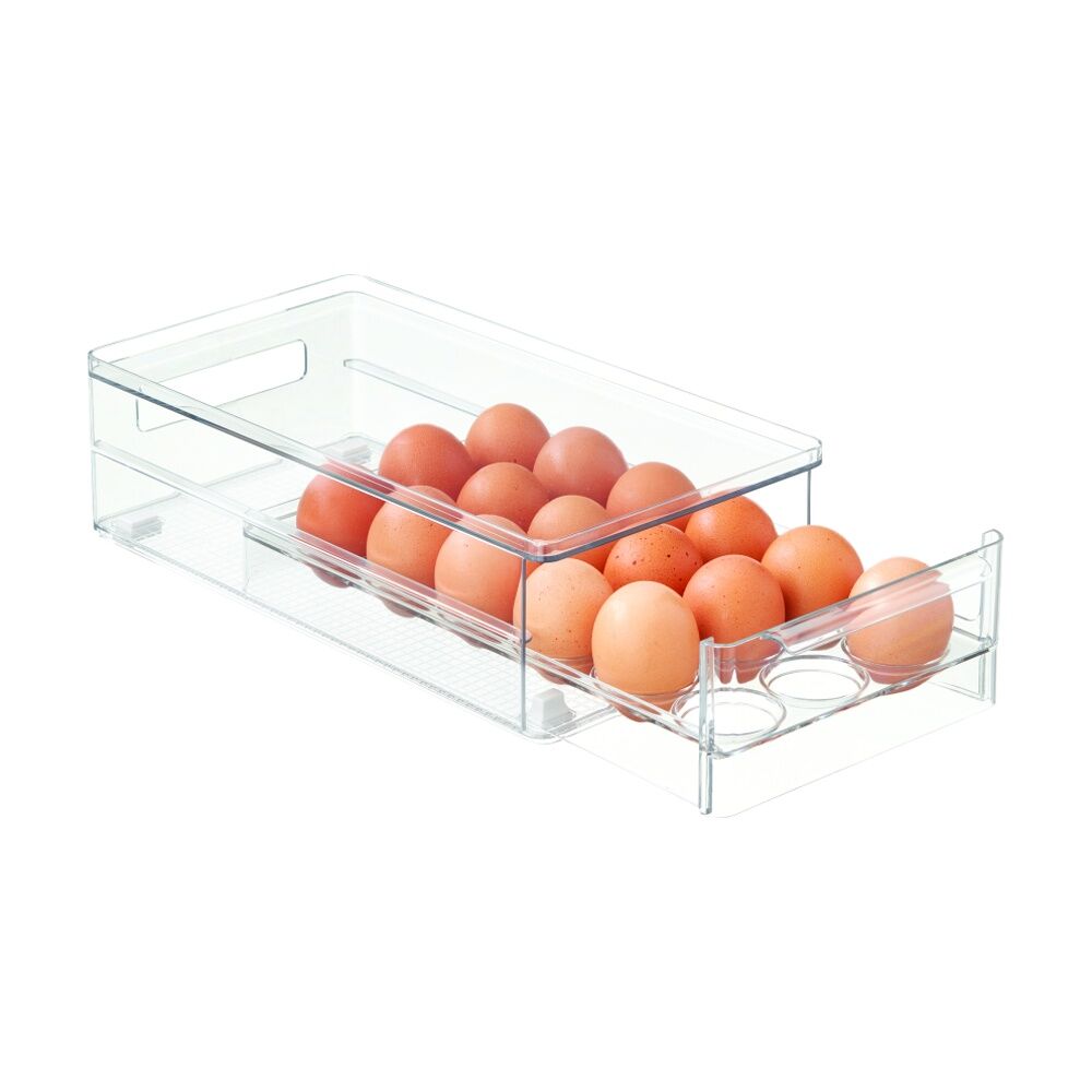 4PK The Container Store Egg Drawer Kitchen Organiser Plastic Tray Clear