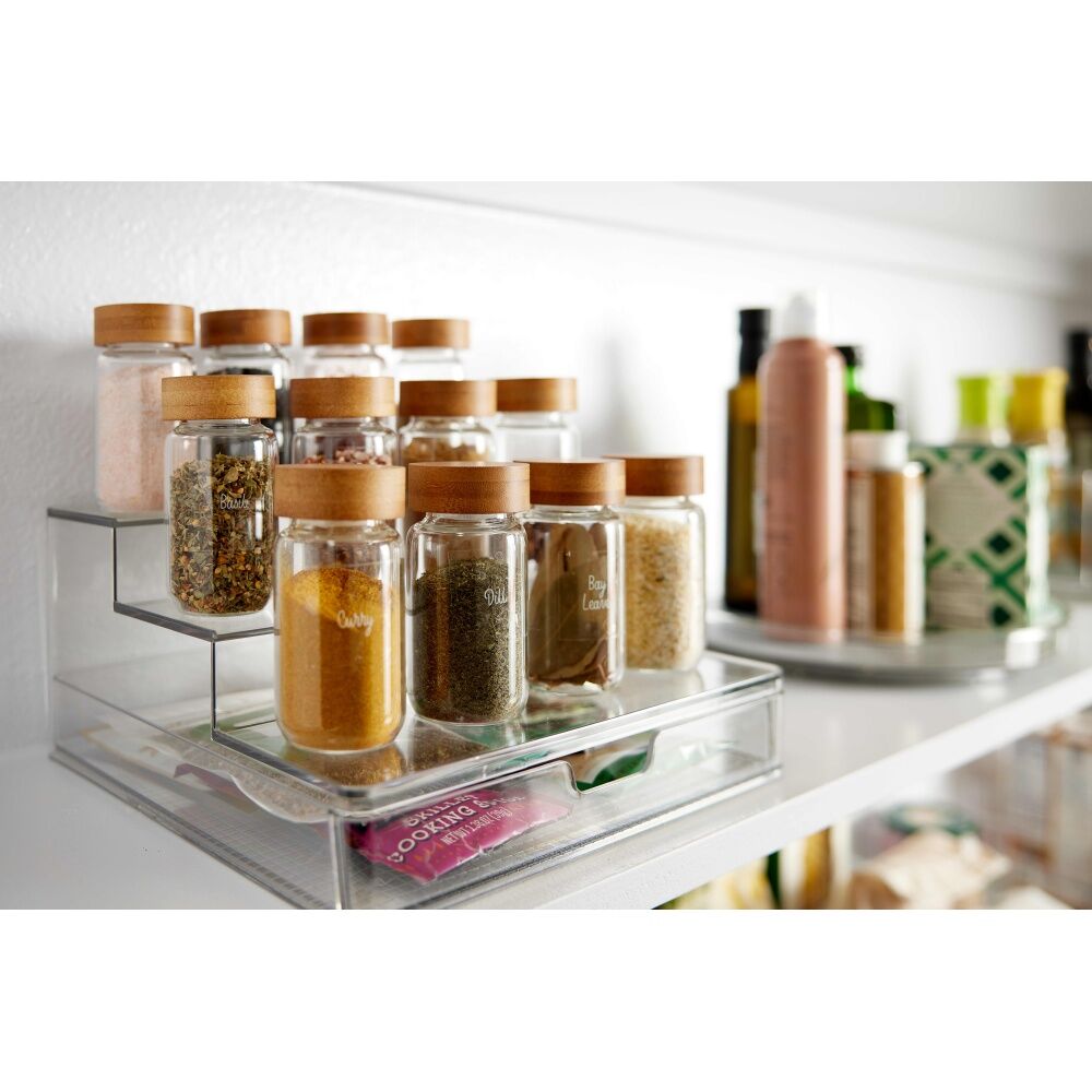 The Container Store Three Tier Organiser W/ Drawer Plastic Storage Clear