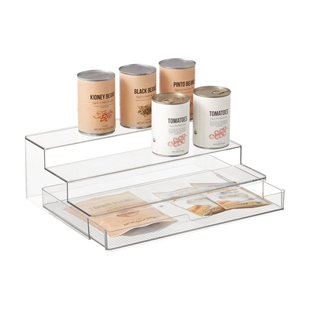 The Container Store Large Three Tier Organiser W/ Drawer Storage Clear