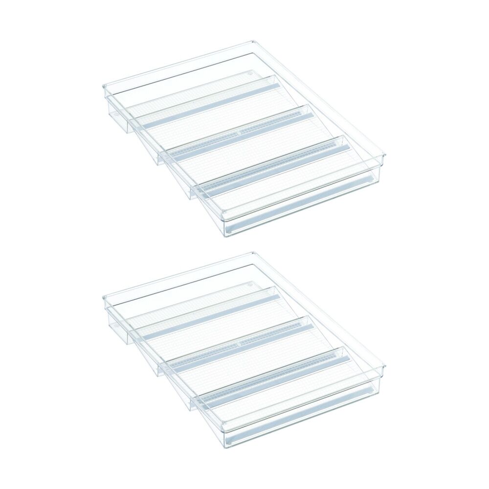 2PK The Container Store Drawer Spice Jar Organiser Tiered Kitchen Storage Clear