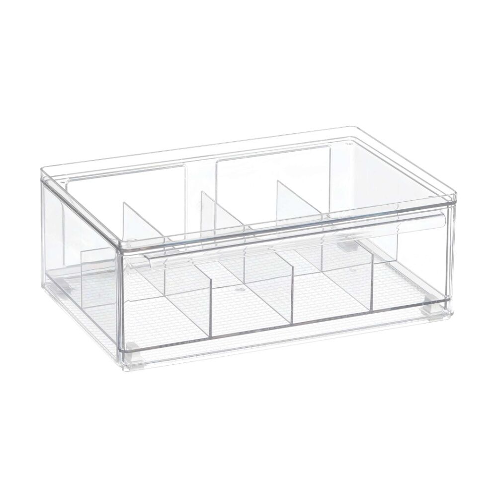 The Container Store Tea Bag Organiser W/ Drawer Clear Plastic Storage