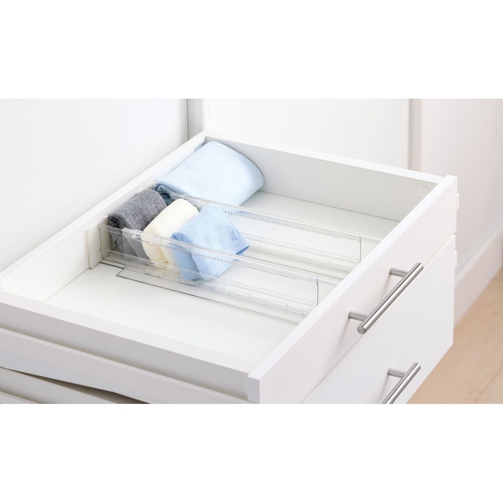 2pc The Container Store Expandable Drawer Divider Adjustable Insert Clear