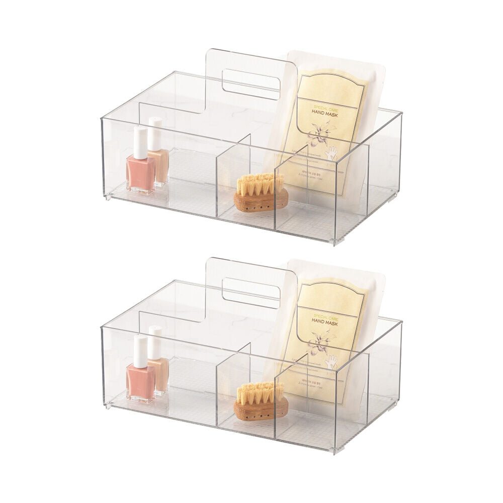 2PK The Container Store Bath Caddy W/ Handle Bathroom Organiser Storage Clear