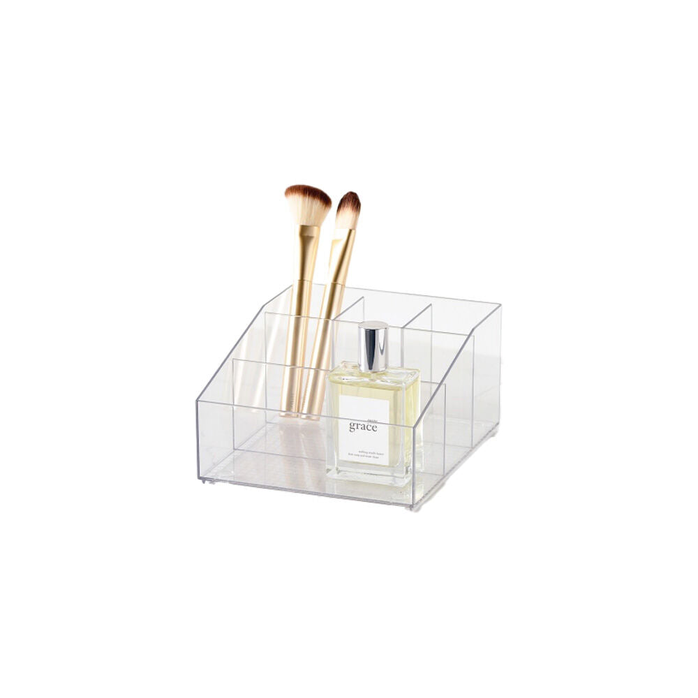 The Container Store Narrow Angled Cosmetics Organiser Clear 18x15x9cm