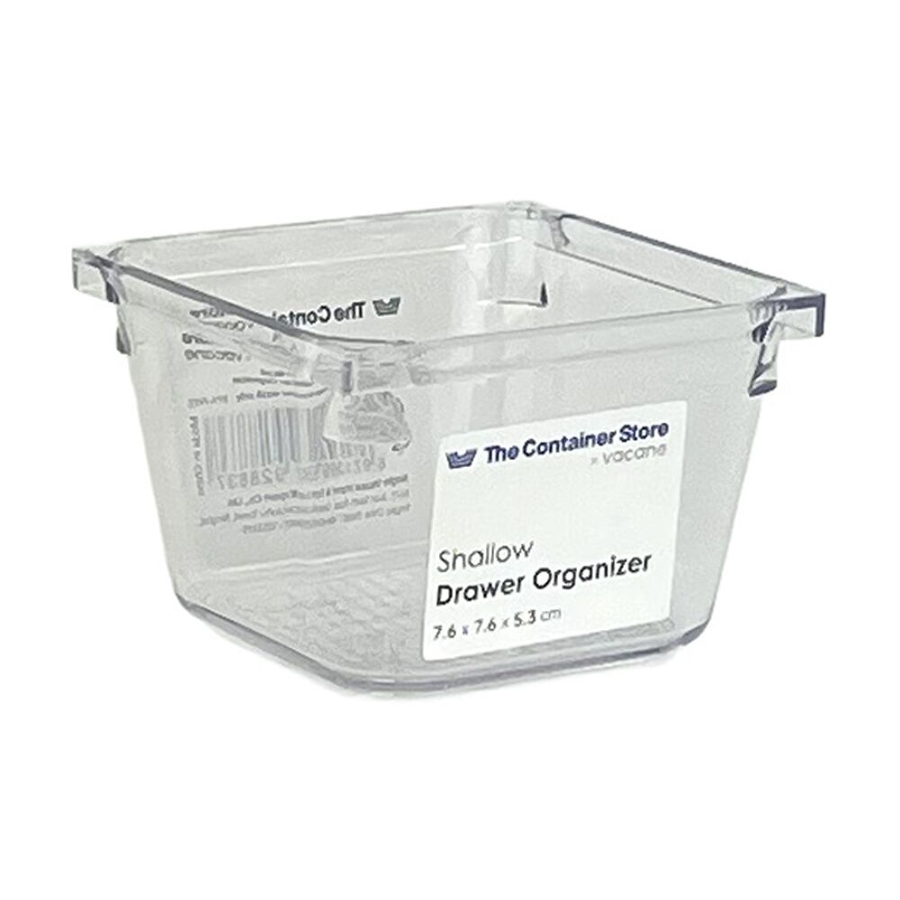 6PK The Container Store Short Drawer Organiser Insert Small Clear 7.6x7.6x5.3cm
