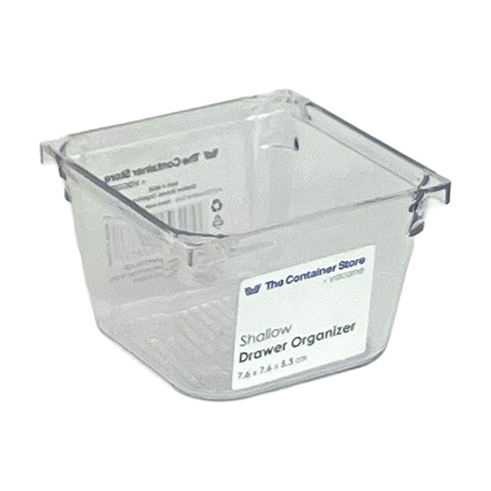 6PK The Container Store Short Drawer Organiser Insert Small Clear 7.6x7.6x5.3cm