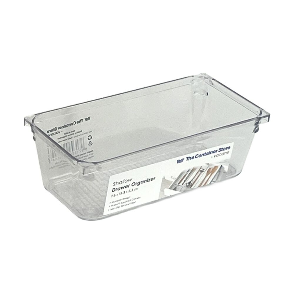 6PK The Container Store Short Drawer Organiser Insert Clear 7.6x15.3x5.3cm