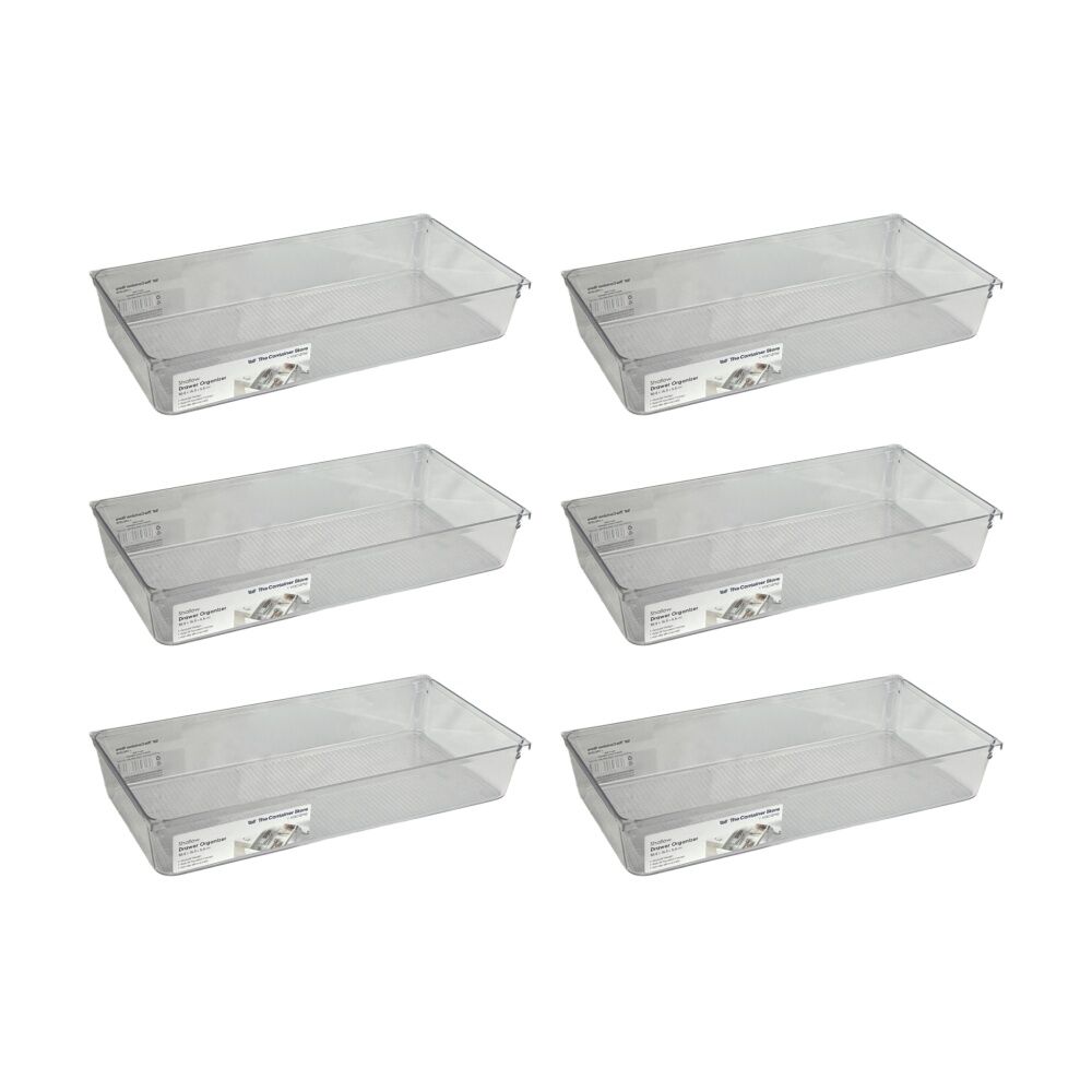 6PK The Container Store Short Drawer Organiser Insert Clear 30x15.3x5.3cm