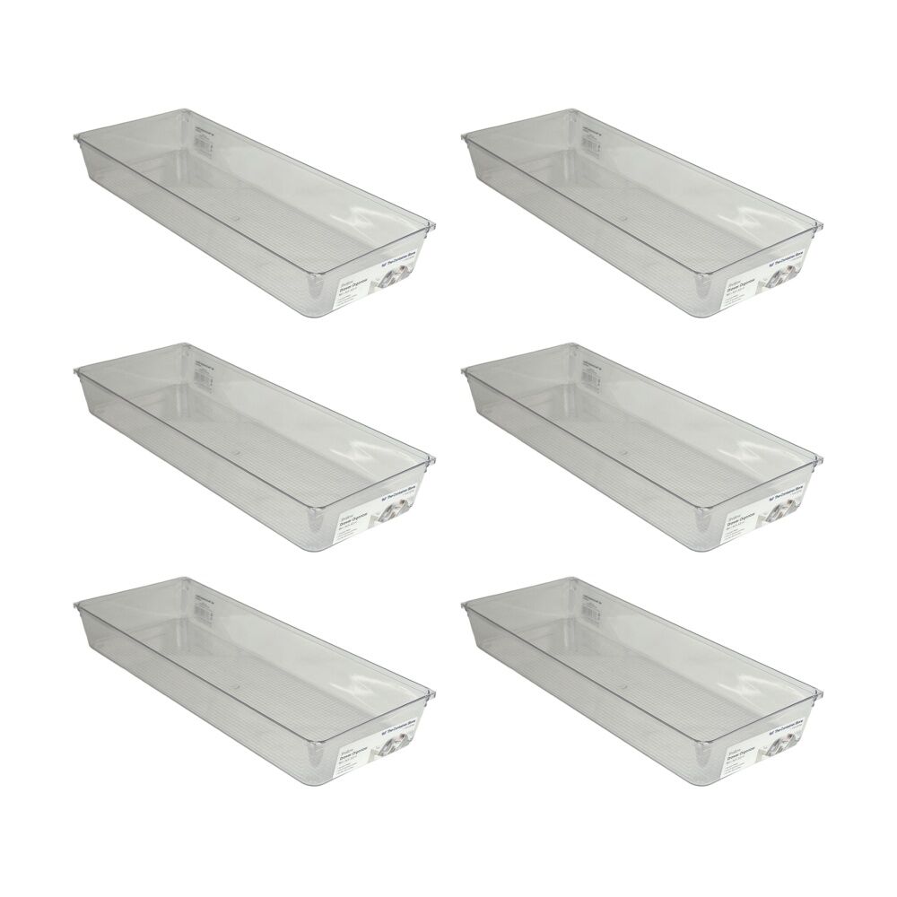 6PK The Container Store Short Drawer Organiser Insert Clear 38x15.3x5.3cm