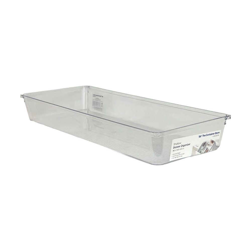 6PK The Container Store Short Drawer Organiser Insert Clear 38x15.3x5.3cm