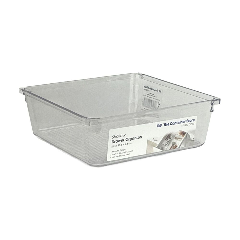 6PK The Container Store Short Drawer Organiser Insert Clear 15.3x15.3x5.3cm