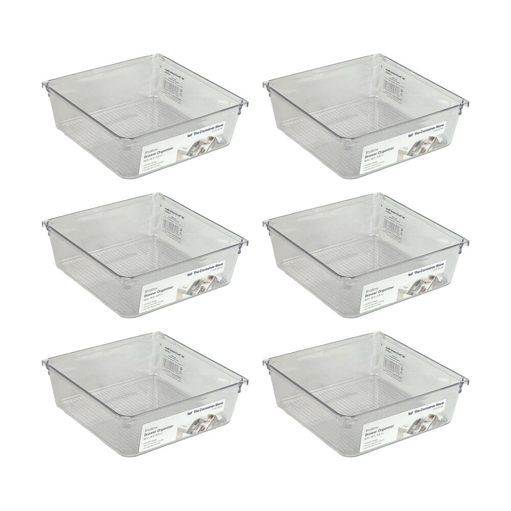 6PK The Container Store Short Drawer Organiser Insert Clear 15.3x15.3x5.3cm
