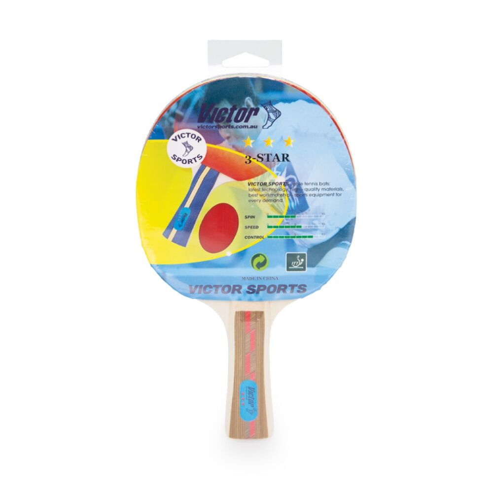 4PK Victor Table Tennis Bat Superspin 3 Star Hard Plywood Rubber 5mm